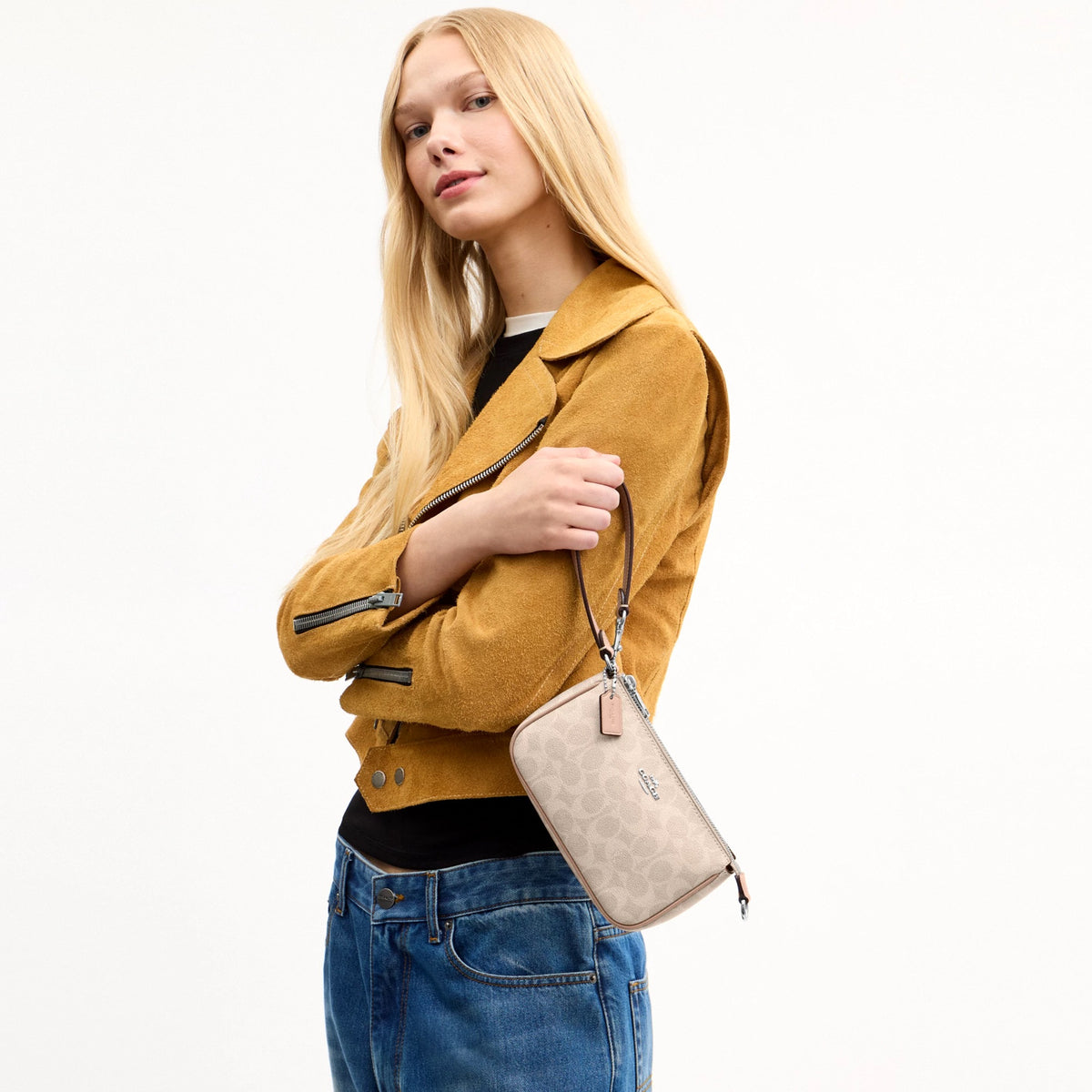 Coach Nolita 19 In Signature Canvas - Silver/Sand/Taupe