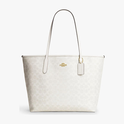 Coach City Tote Bag In Signature Canvas - Gold/White/Chalk