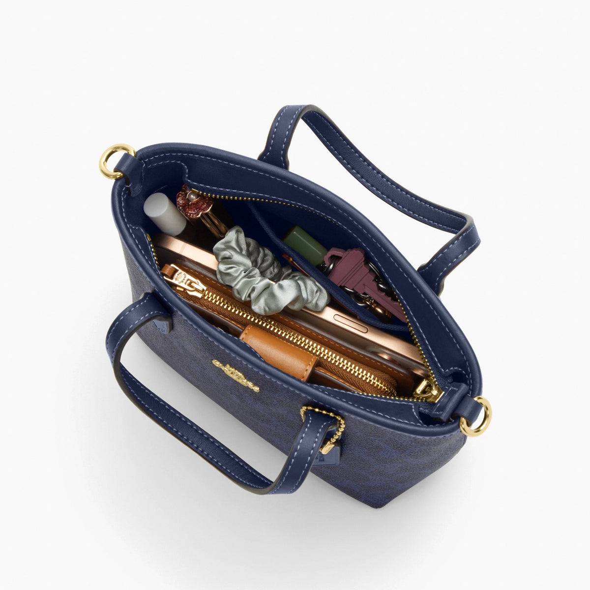 Coach City Mini Tote Bag In Signature Canvas - Gold/Navy