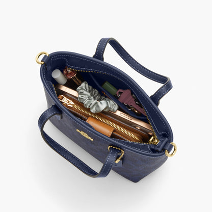 Coach City Mini Tote Bag In Signature Canvas - Gold/Navy