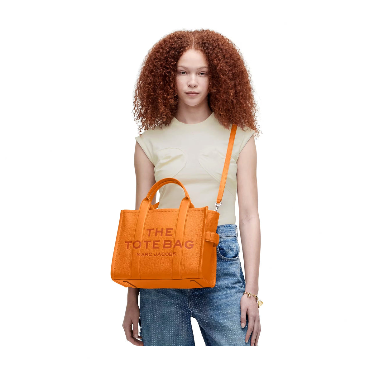 Marc Jacobs The Leather Medium Tote Bag - TANGERINE