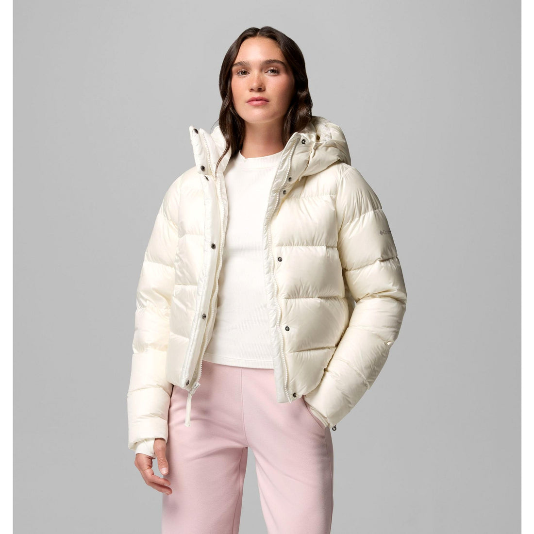 Columbia Women's Amaze Puff Hooded Jacket - Sea Salt Pearl Shine