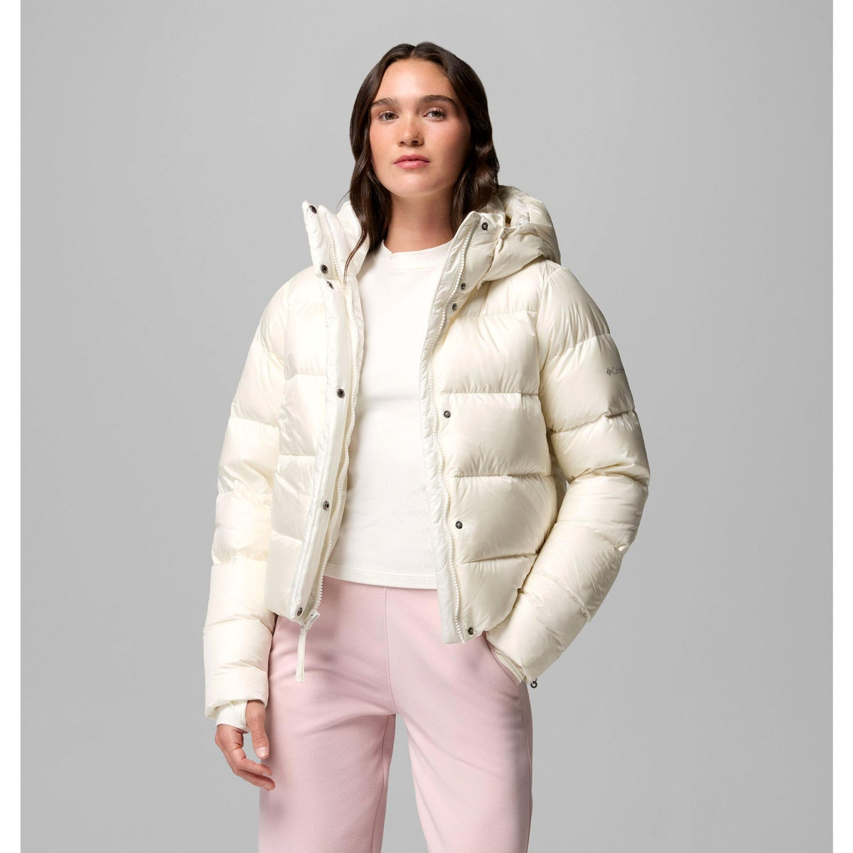 Columbia Women's Amaze Puff Hooded Jacket - Sea Salt Pearl Shine