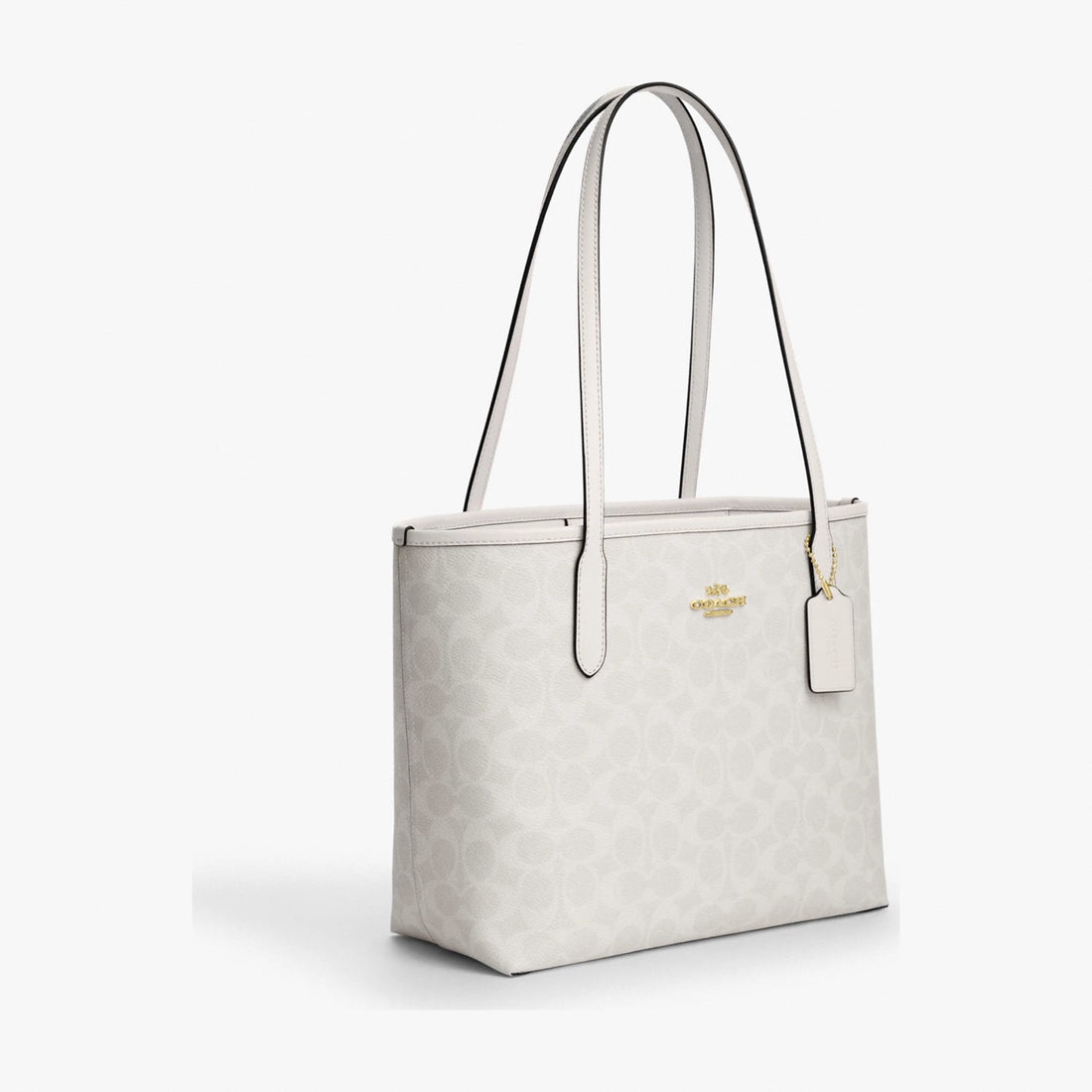 Coach Medium City Tote Bag In Signature Canvas - Gold/White/Chalk