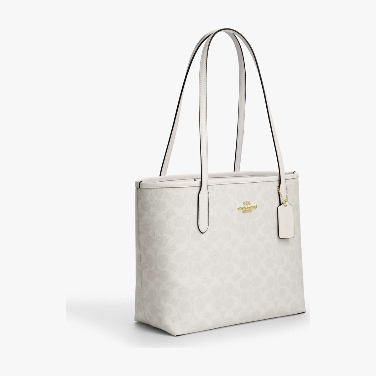 Coach Medium City Tote Bag In Signature Canvas - Gold/White/Chalk