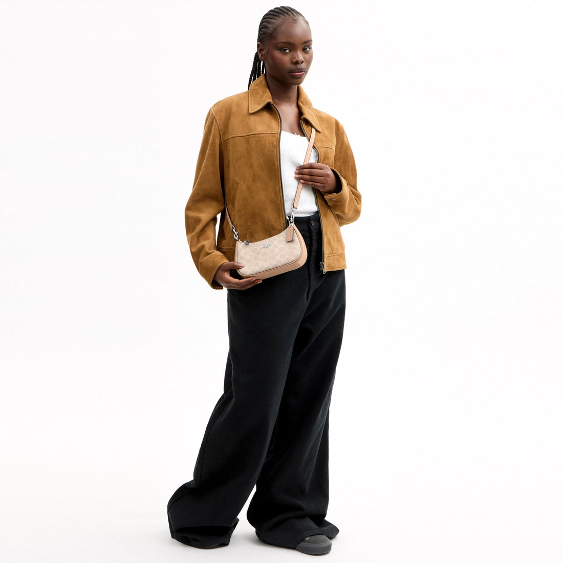 Coach Teri Mini Crossbody Bag In Signature Canvas - Silver/Sand/Taupe