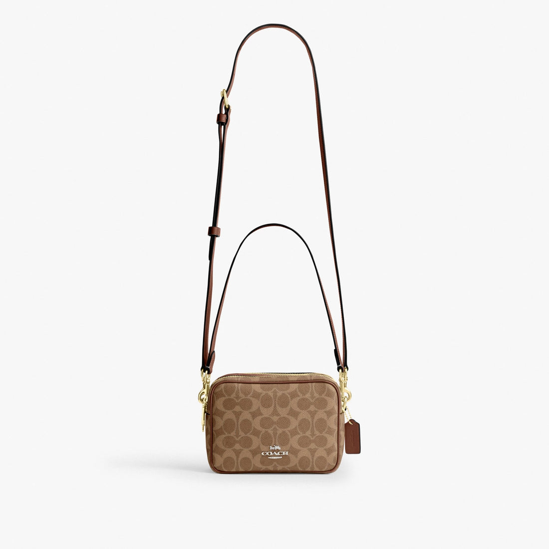 Coach Mini Carey Crossbody Bag In Signature Canvas - Gold/Tan/Brown