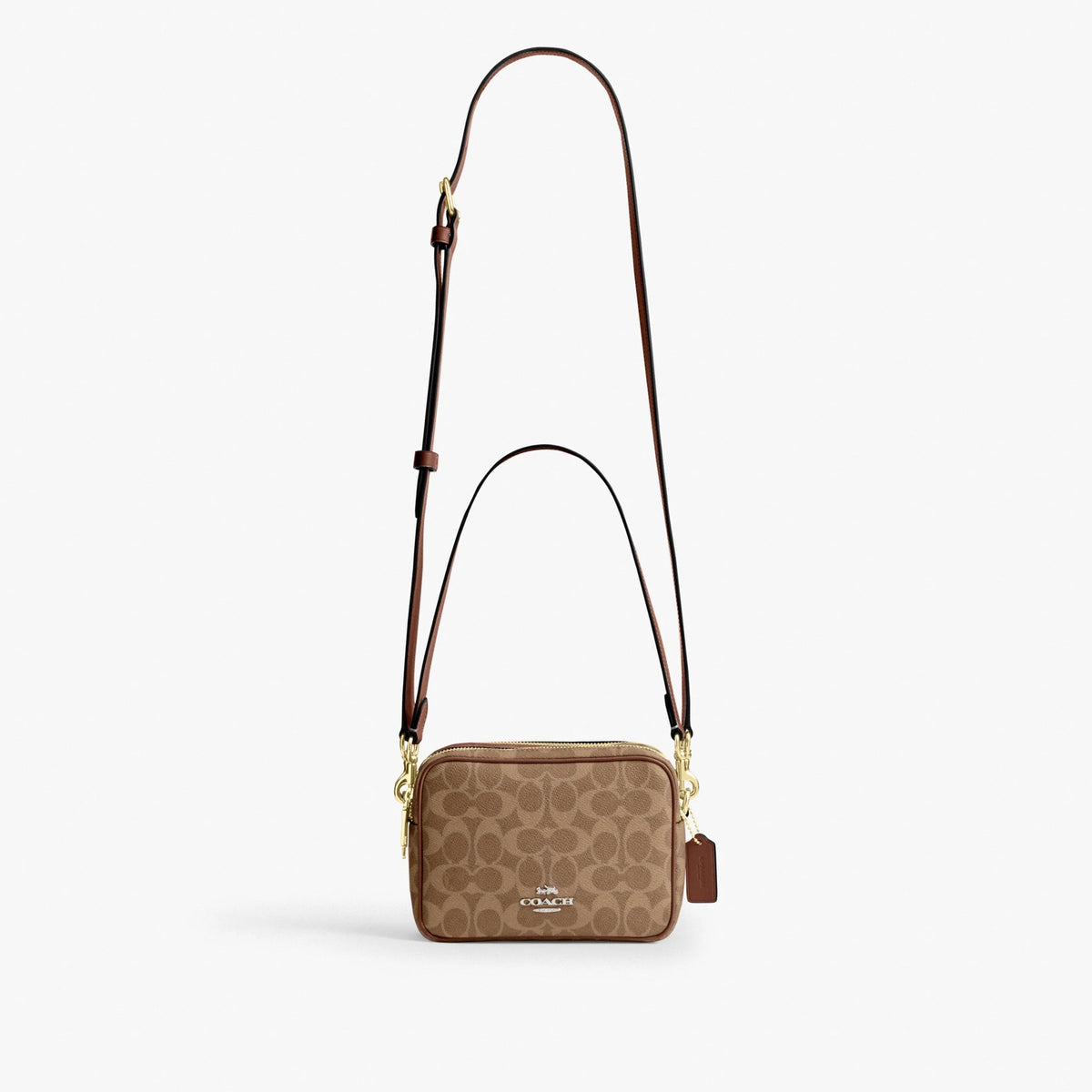 Coach Mini Carey Crossbody Bag In Signature Canvas - Gold/Tan/Brown