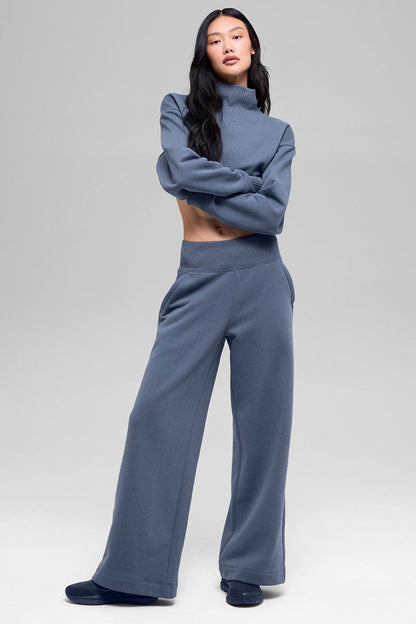 Alo Yoga Cropped Serenity Coverup - Bluestone