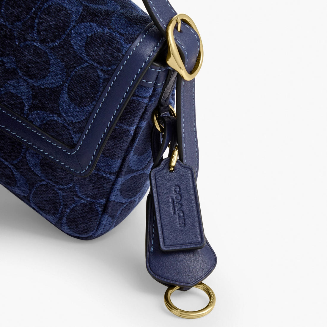 Coach Etta Small Flap Shoulder Bag In Signature Chenille - Gold/Navy