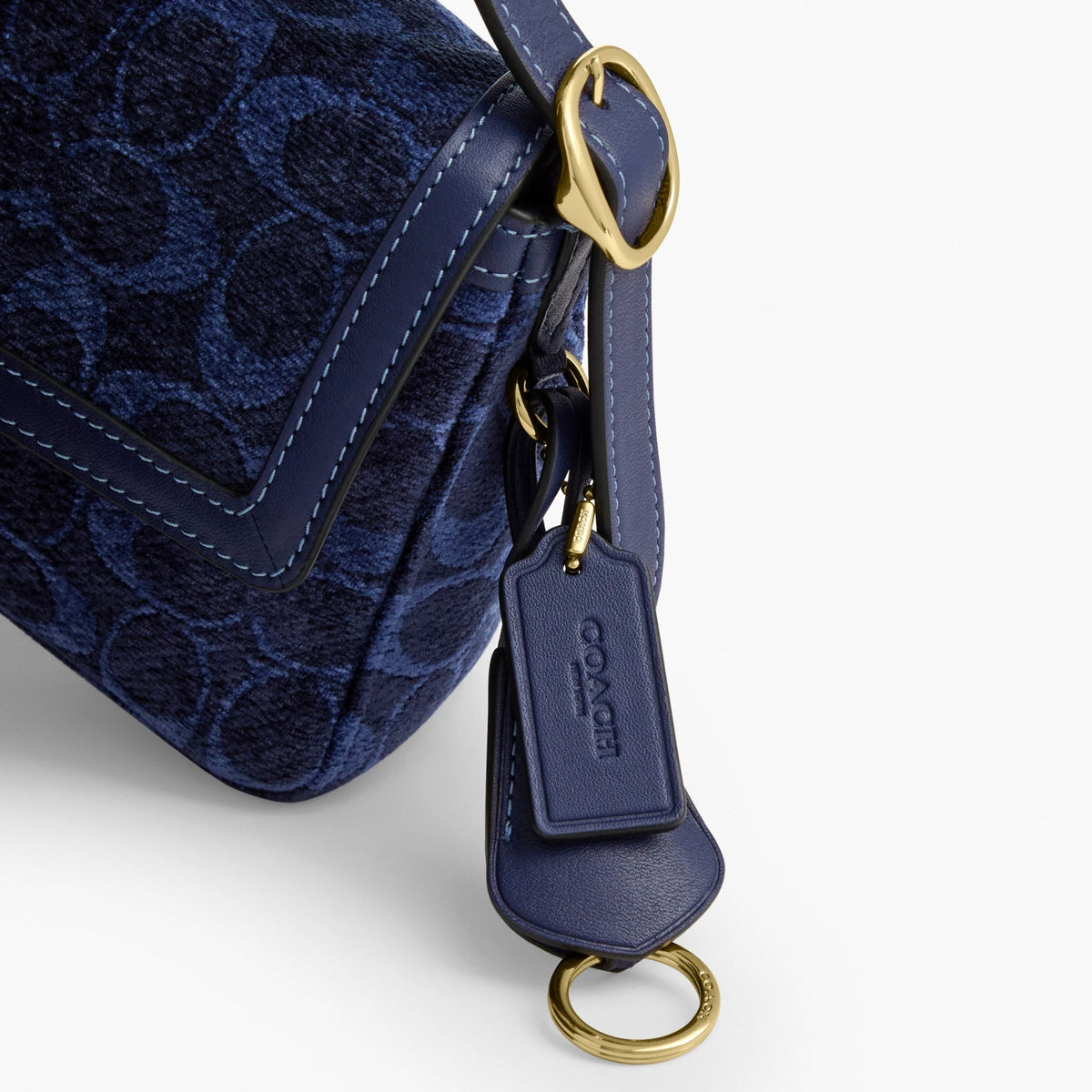 Coach Etta Small Flap Shoulder Bag In Signature Chenille - Gold/Navy