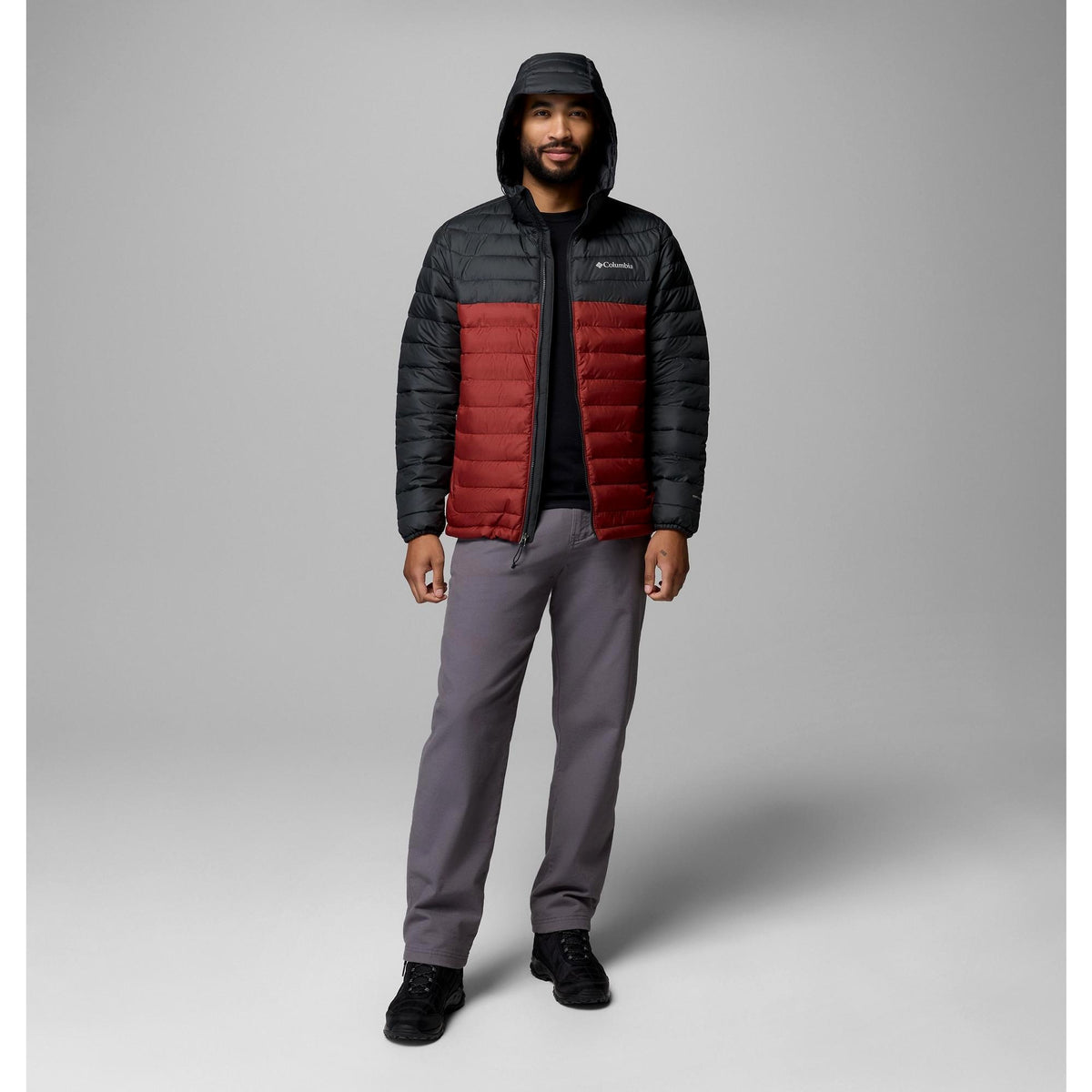 Columbia Men's Powder Lite II Hooded Jacket - Red Oxide, Shark