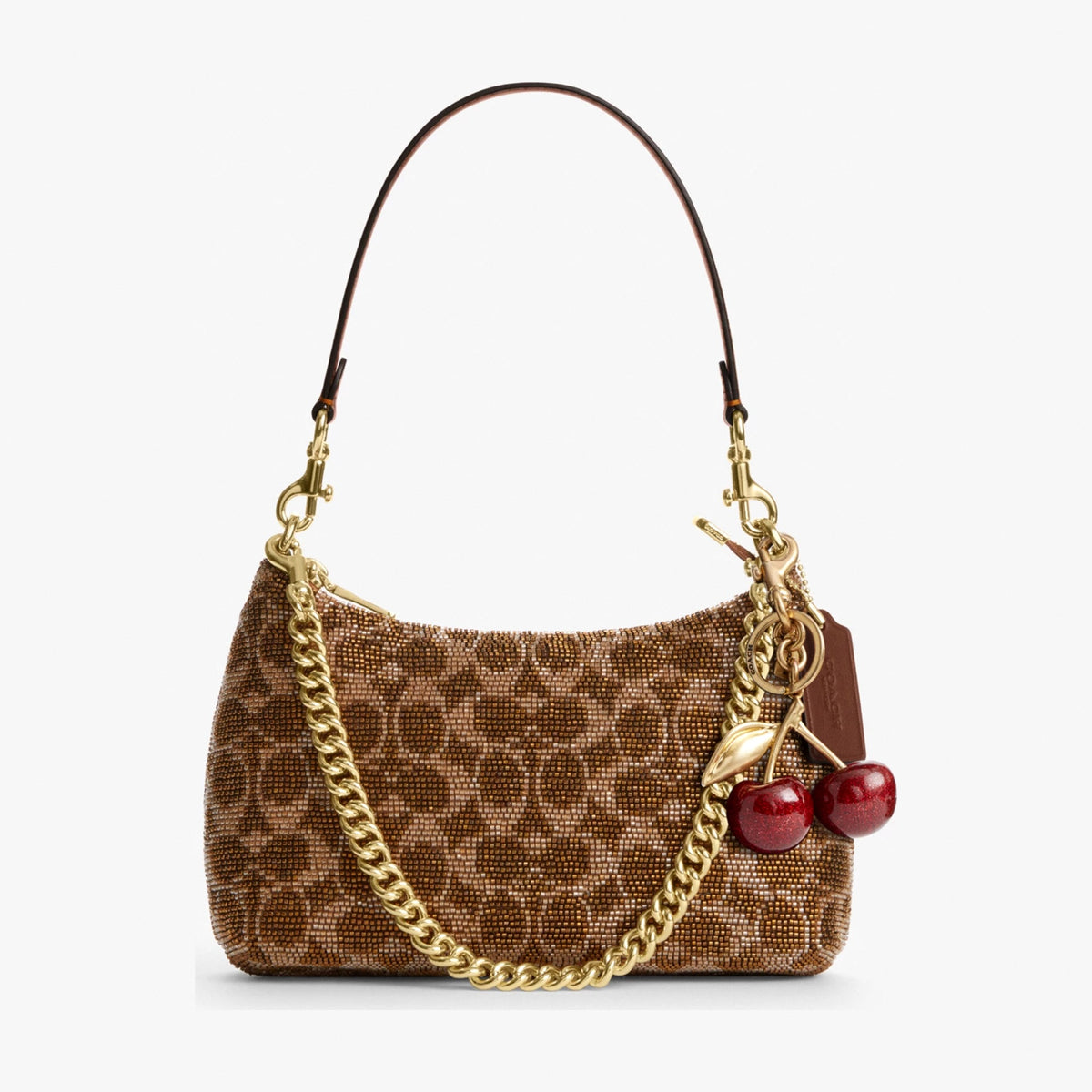Coach Teri Shoulder Bag In Signature Beaded Satin - Gold/Tan