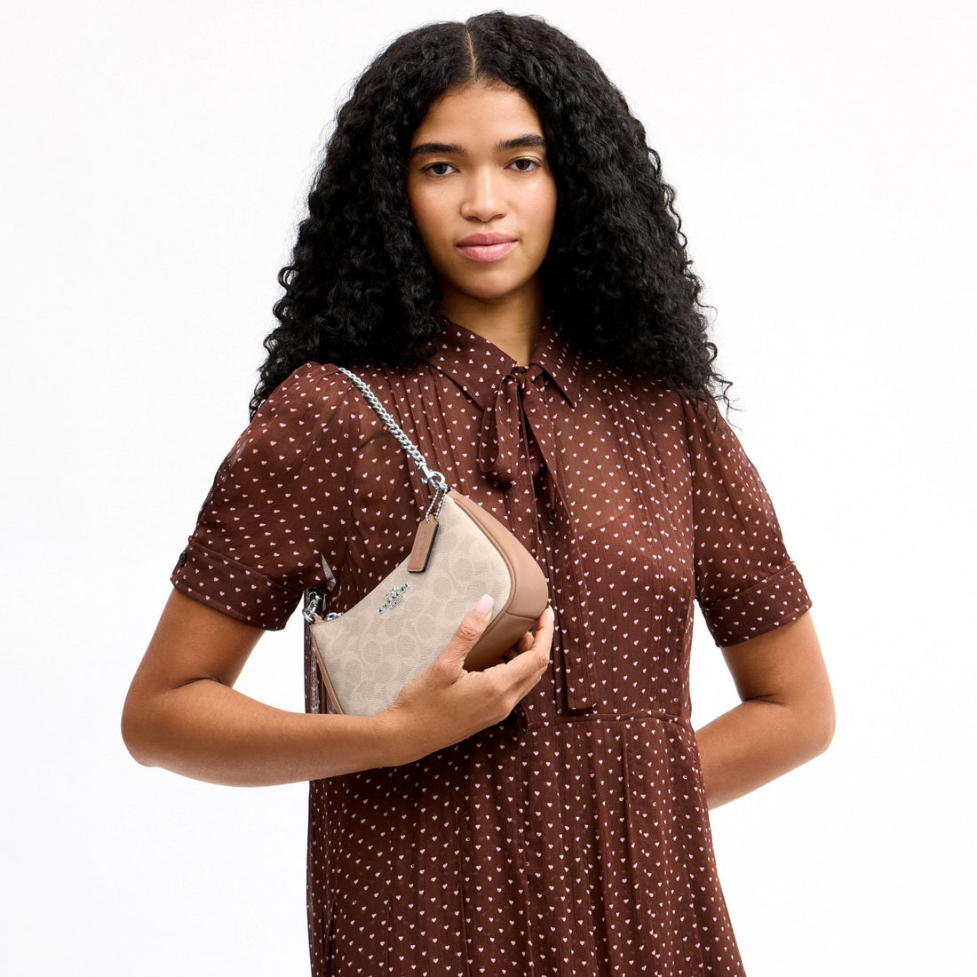 Coach Teri Mini Crossbody Bag In Signature Canvas - Silver/Sand/Taupe