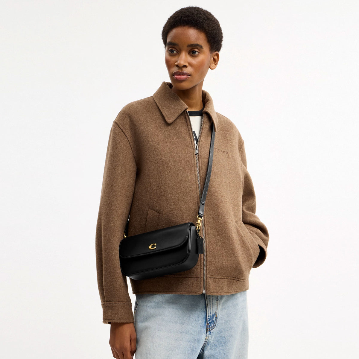 Coach Brook Flap Chain Bag - Brass/Black