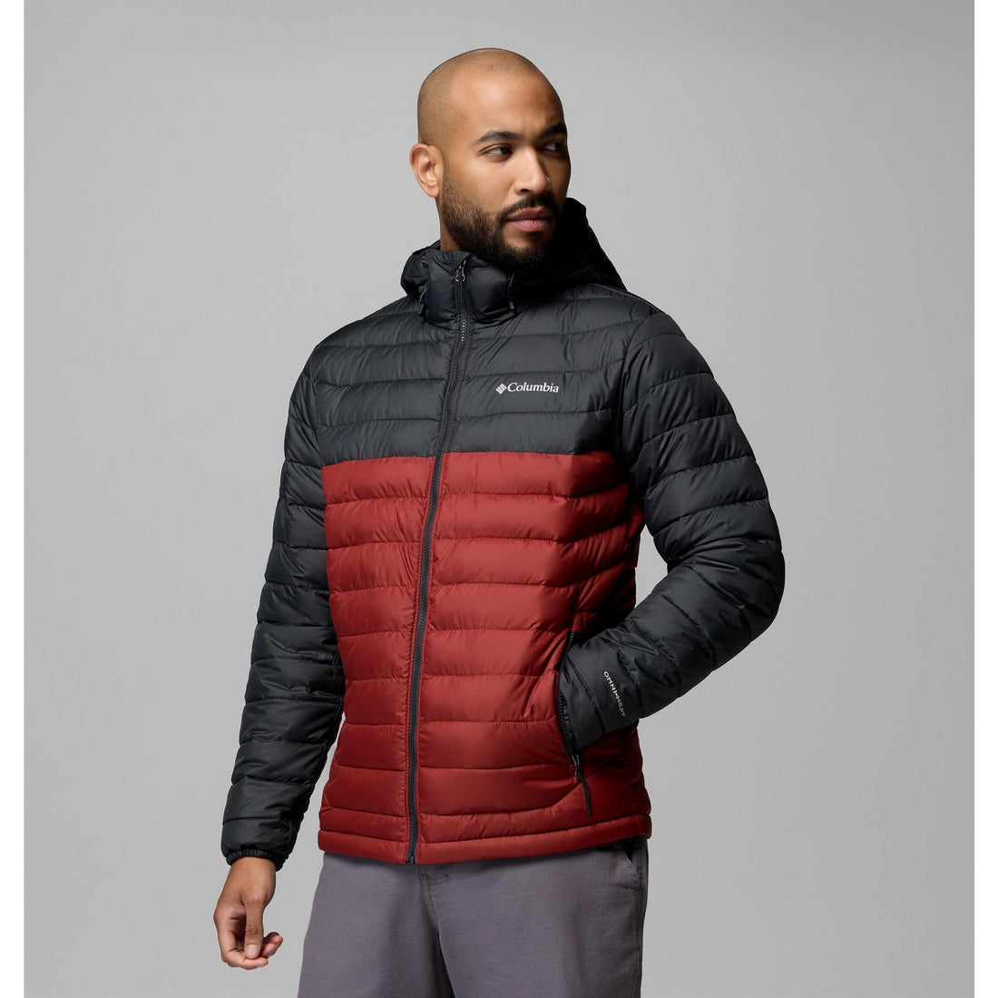 Columbia Men's Powder Lite II Hooded Jacket - Red Oxide, Shark