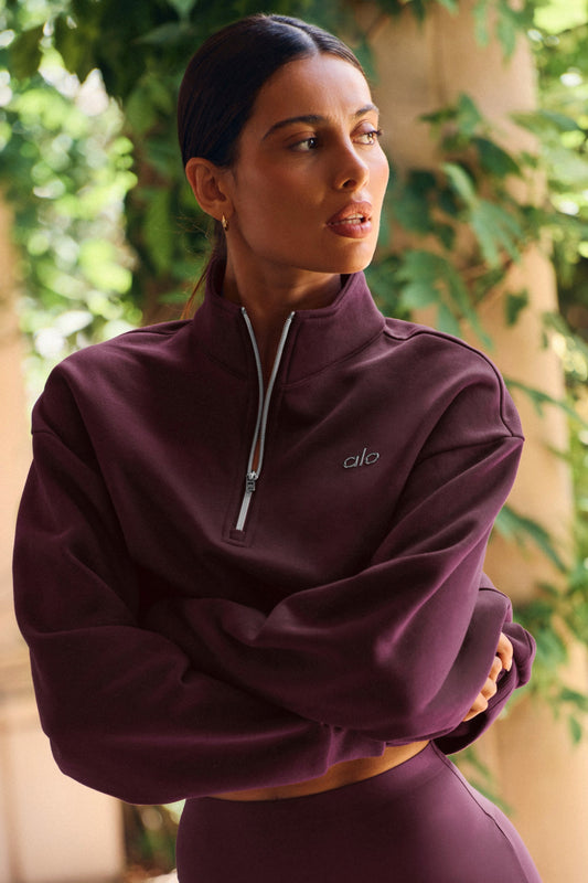 Alo Yoga Accolade 1/4 Zip Pullover - Rich Bordeaux