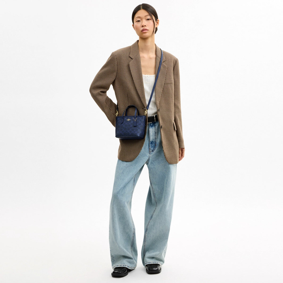 Coach City Mini Tote Bag In Signature Canvas - Gold/Navy
