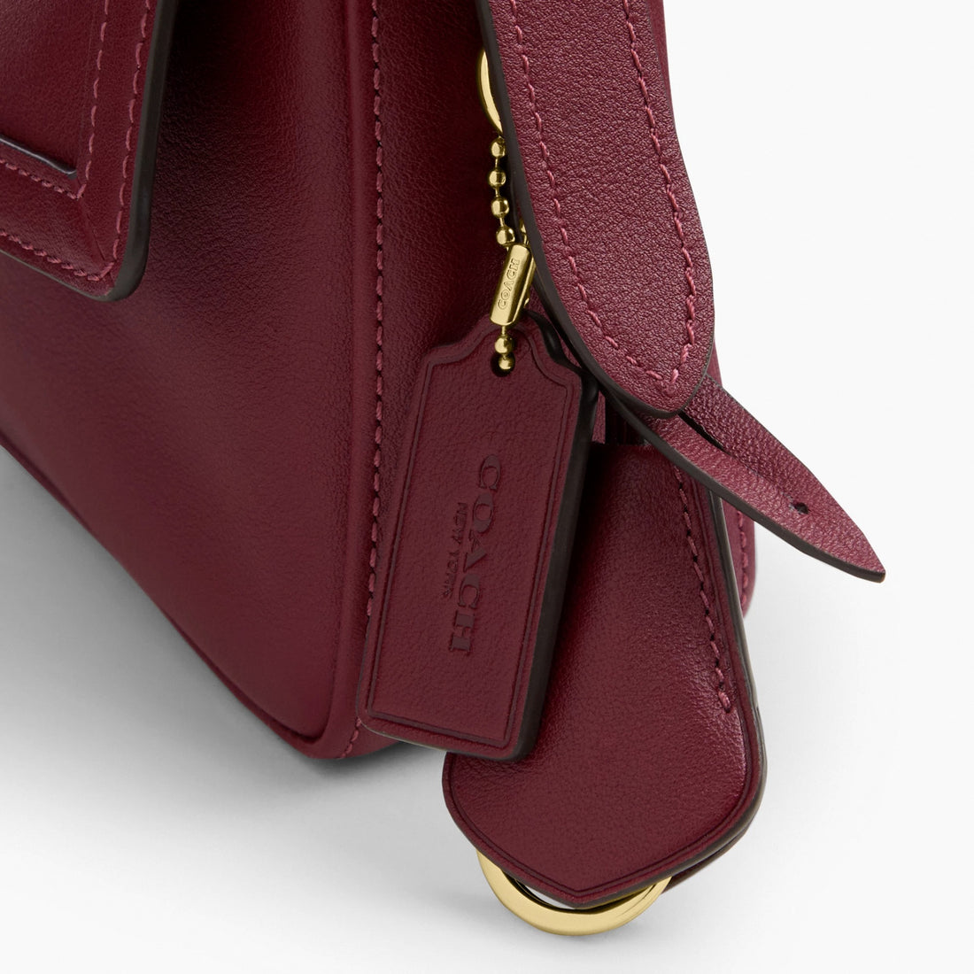 Coach Etta Small Flap Shoulder Bag - Gold/Dark Cherry