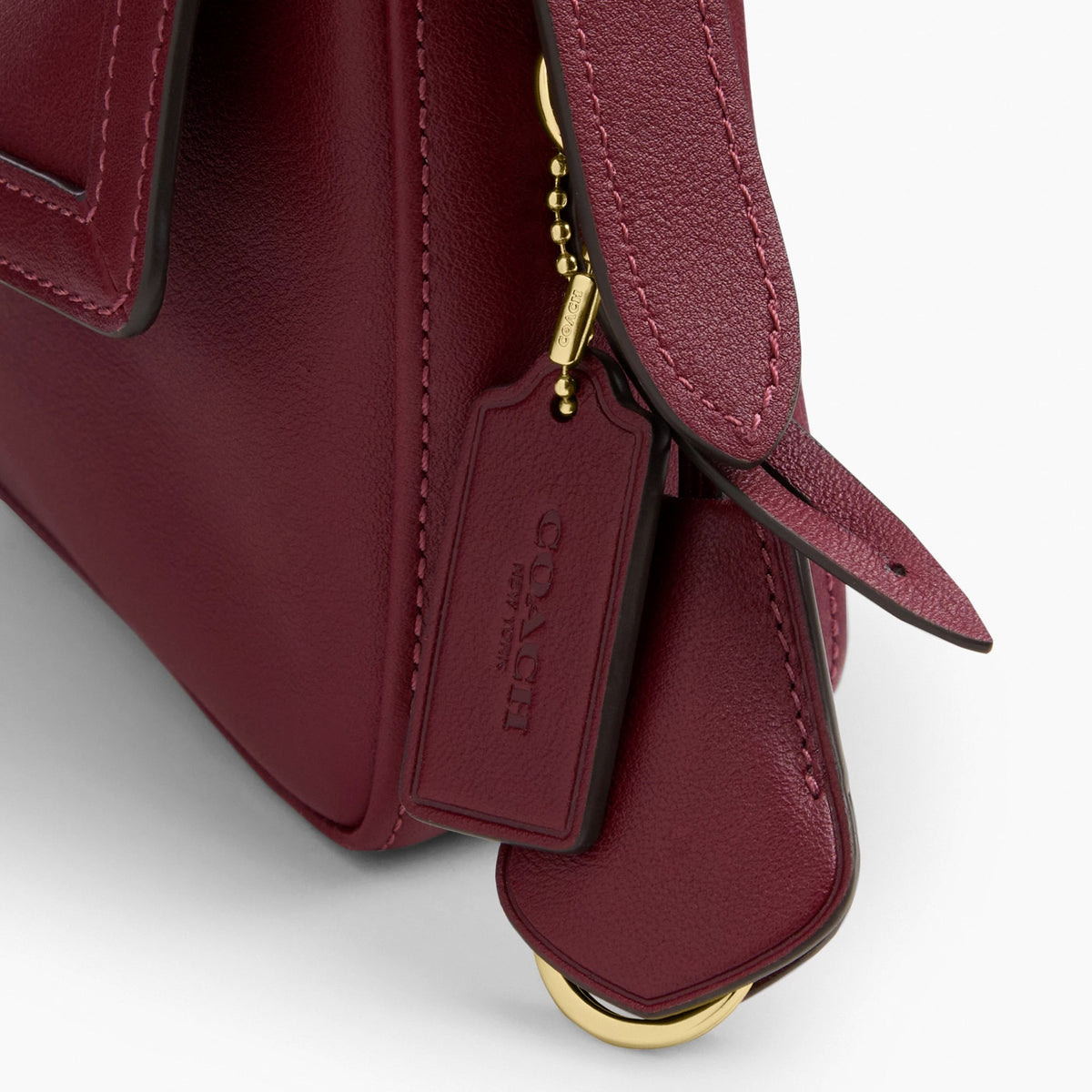 Coach Etta Small Flap Shoulder Bag - Gold/Dark Cherry