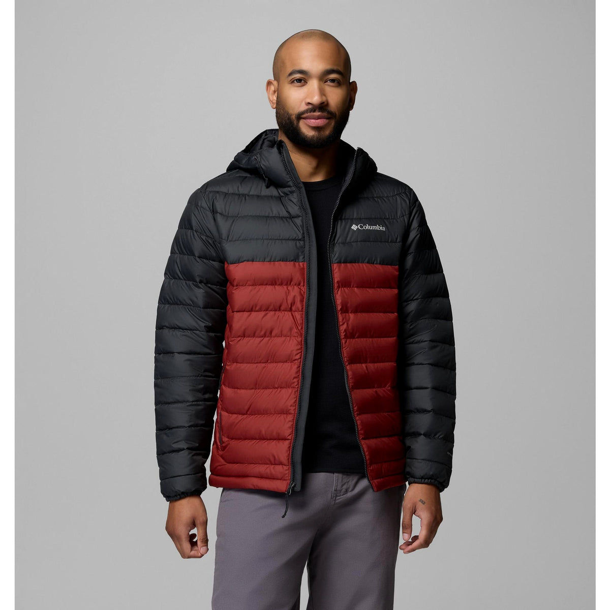 Columbia Men's Powder Lite II Hooded Jacket - Red Oxide, Shark