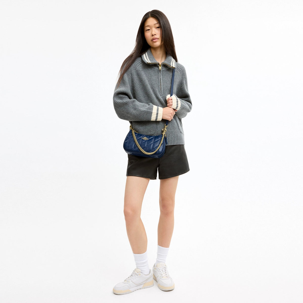 Coach Teri Shoulder Bag With Quilting - Gold/Deep Blue