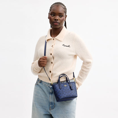 Coach City Mini Tote Bag In Signature Canvas - Gold/Navy