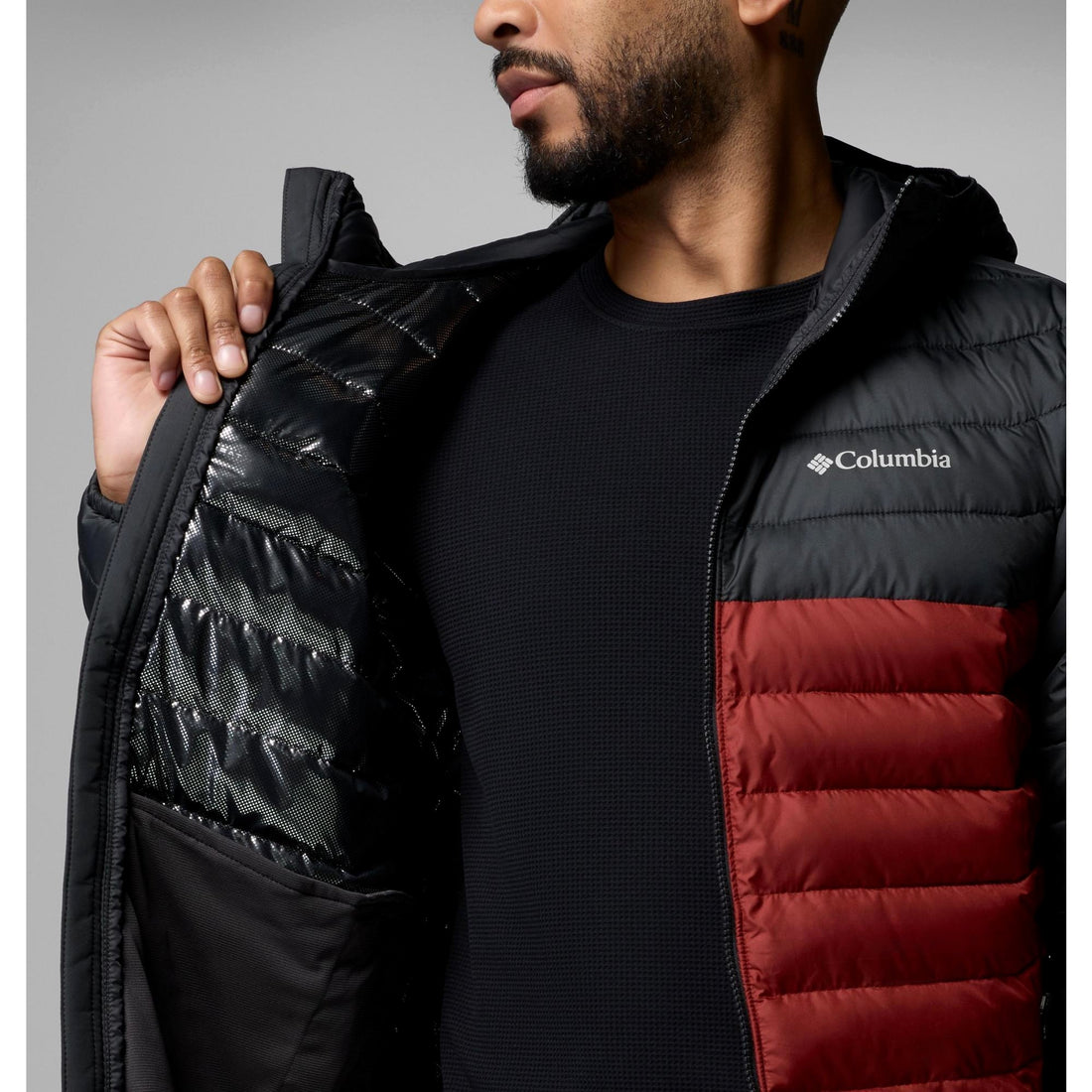 Columbia Men's Powder Lite II Hooded Jacket - Red Oxide, Shark
