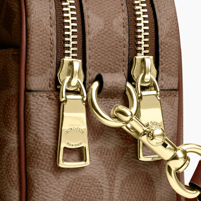 Coach Mini Carey Crossbody Bag In Signature Canvas - Gold/Tan/Brown