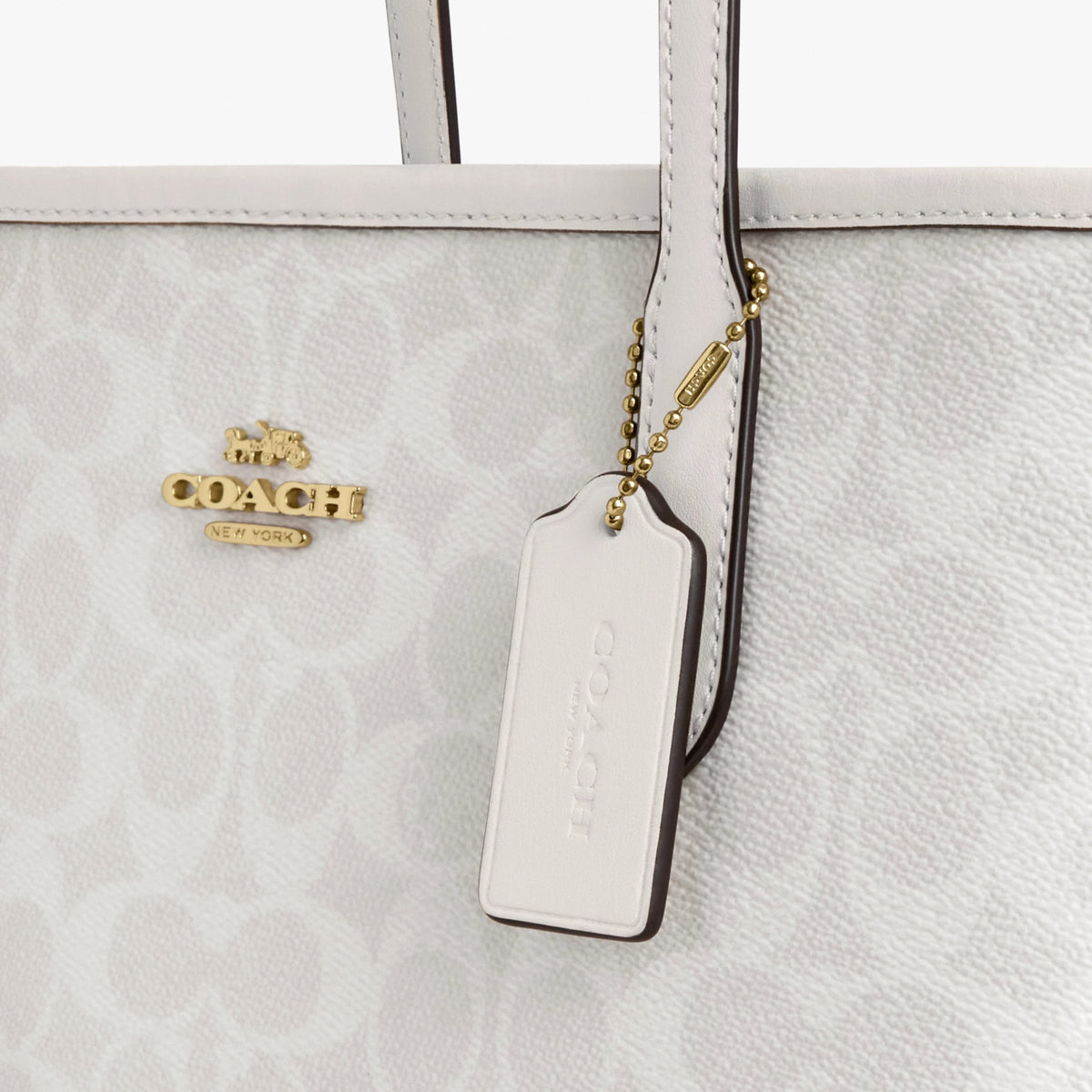 Coach Medium City Tote Bag In Signature Canvas - Gold/White/Chalk