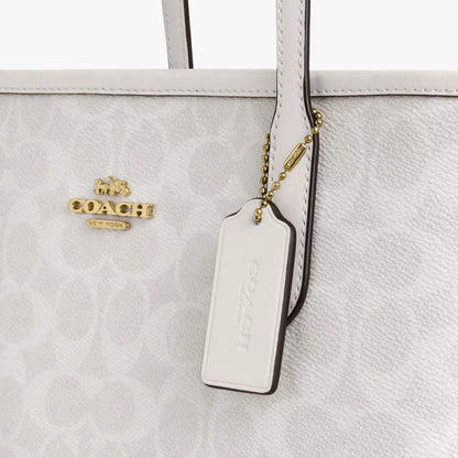 Coach Medium City Tote Bag In Signature Canvas - Gold/White/Chalk