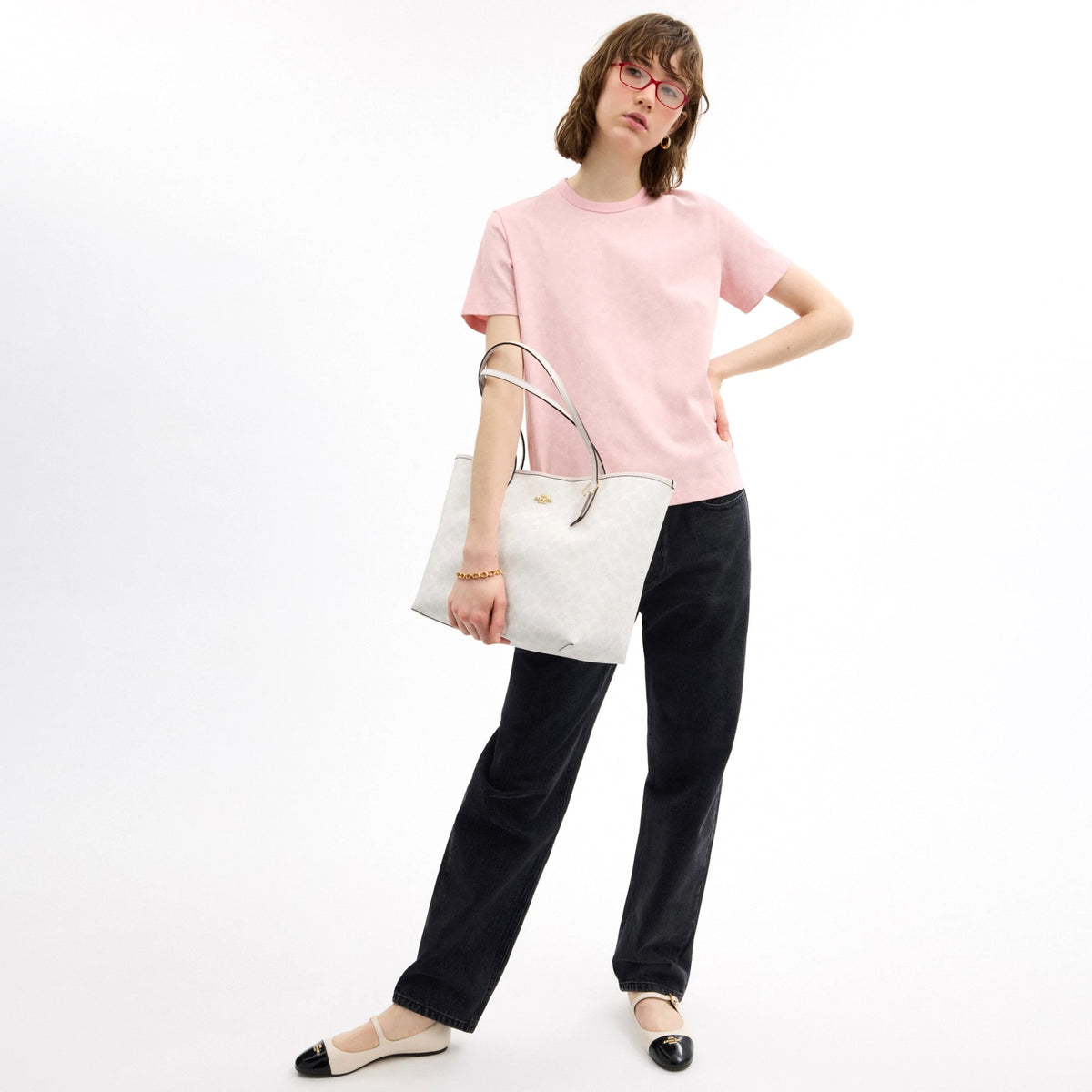Coach City Tote Bag In Signature Canvas - Gold/White/Chalk