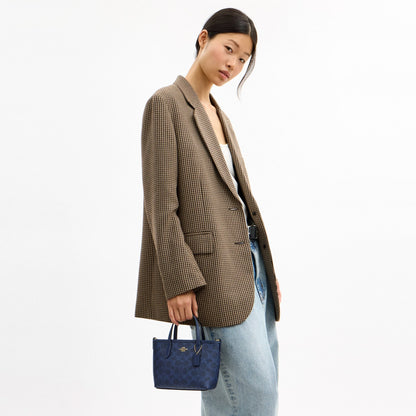 Coach City Mini Tote Bag In Signature Canvas - Gold/Navy