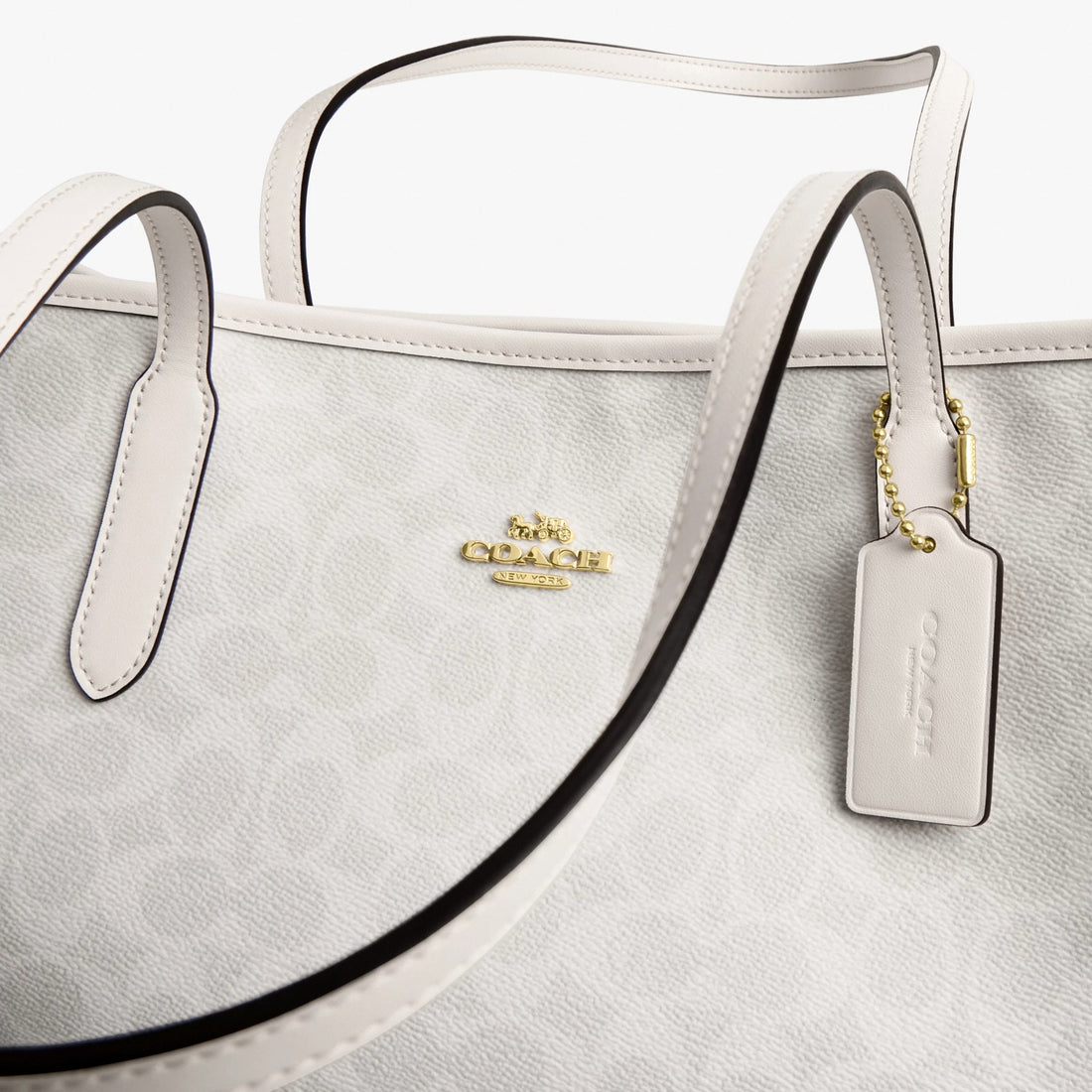 Coach City Tote Bag In Signature Canvas - Gold/White/Chalk