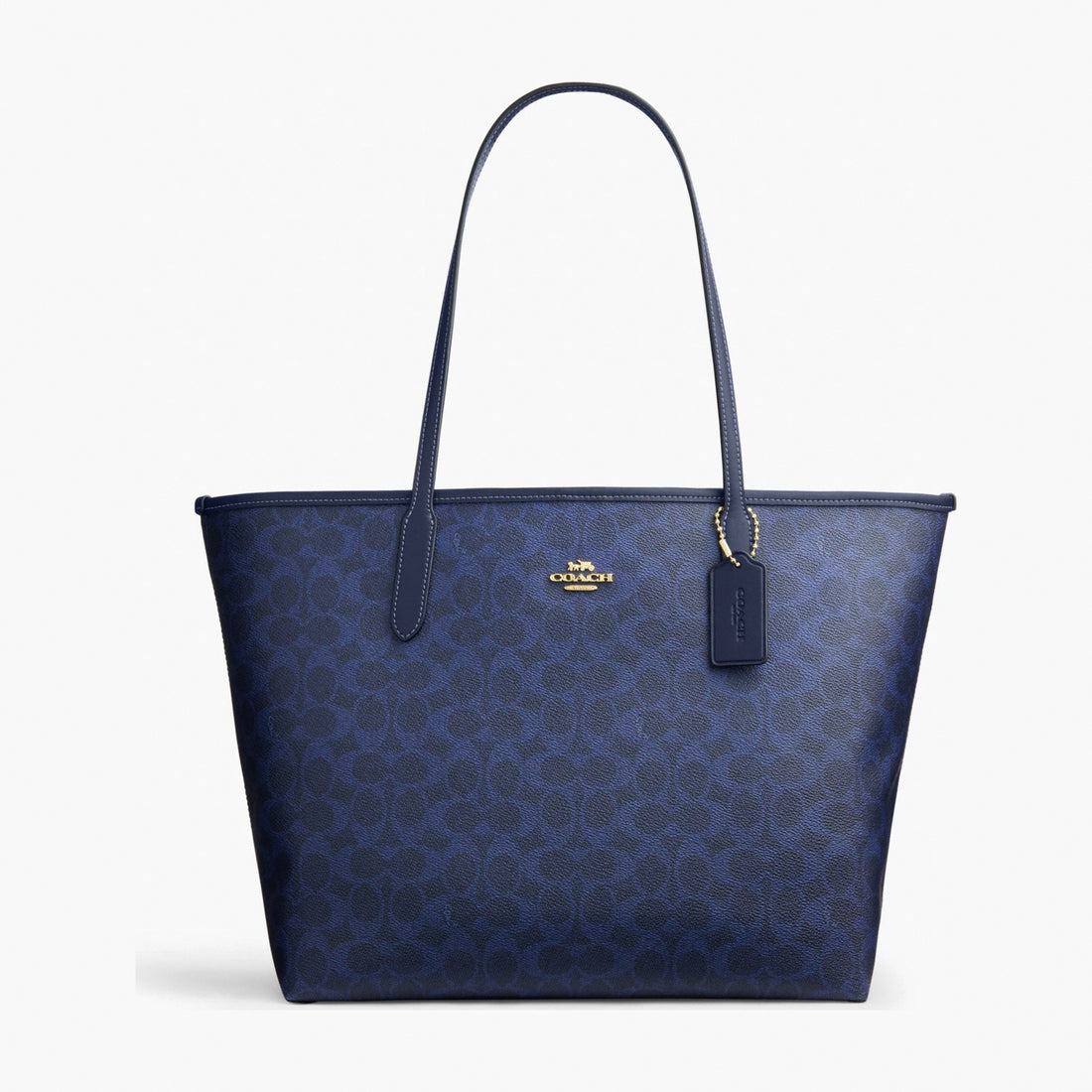 Coach City Tote Bag In Signature Canvas - Gold/Navy