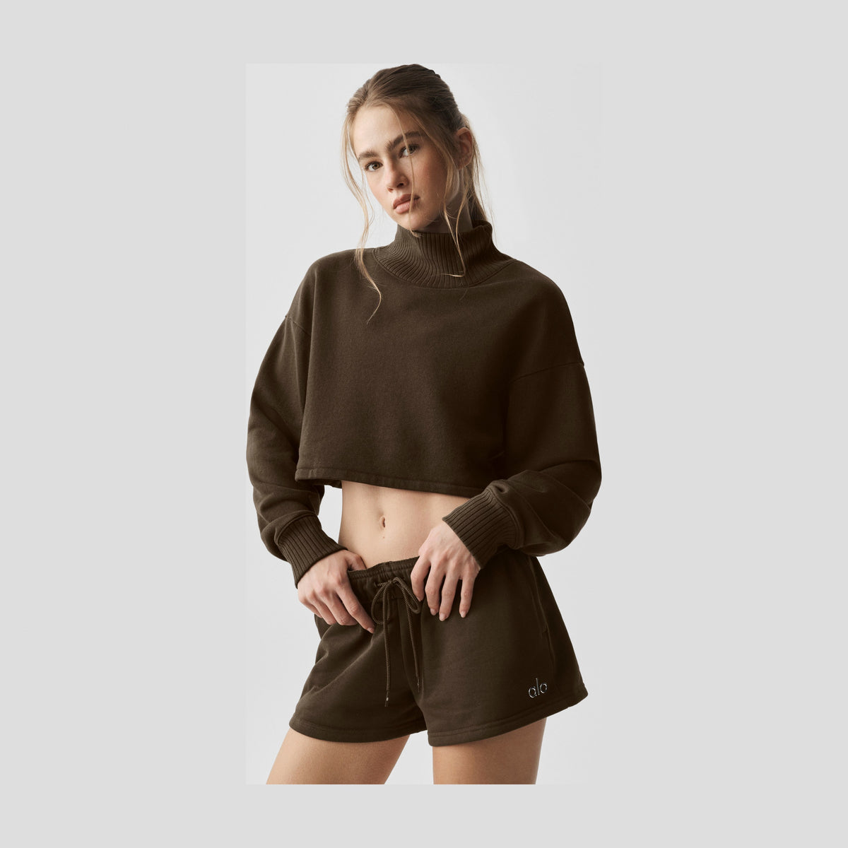 Alo Yoga Cropped Serenity Coverup - Espresso