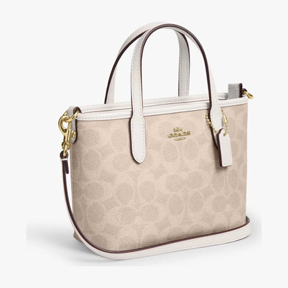 Coach City Mini Tote Bag In Signature Canvas - Gold/Sand/Chalk