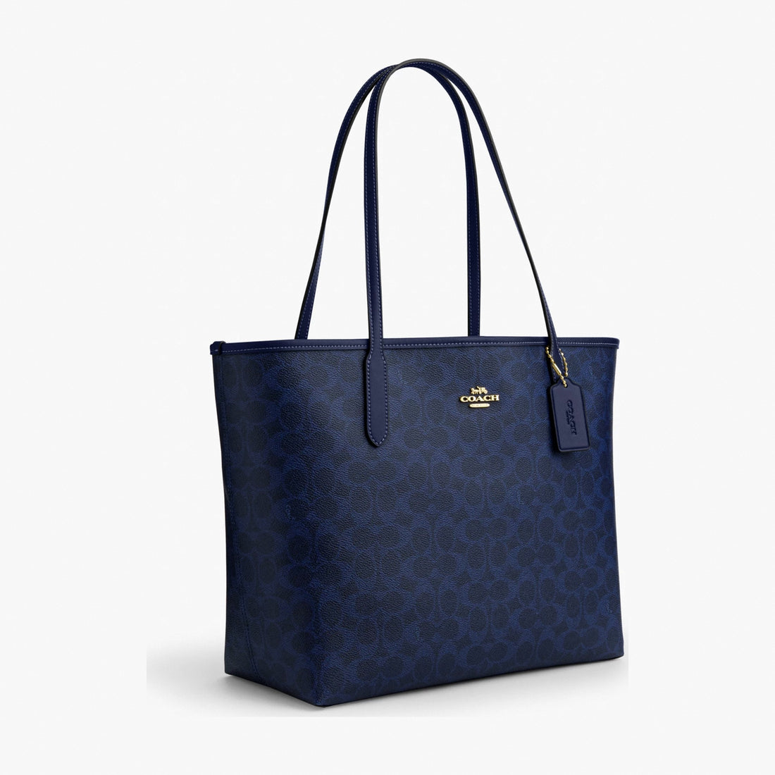 Coach City Tote Bag In Signature Canvas - Gold/Navy