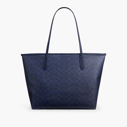 Coach City Tote Bag In Signature Canvas - Gold/Navy