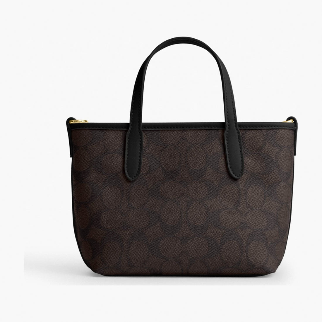 Coach City Mini Tote Bag In Signature Canvas - Gold/Walnut/Black