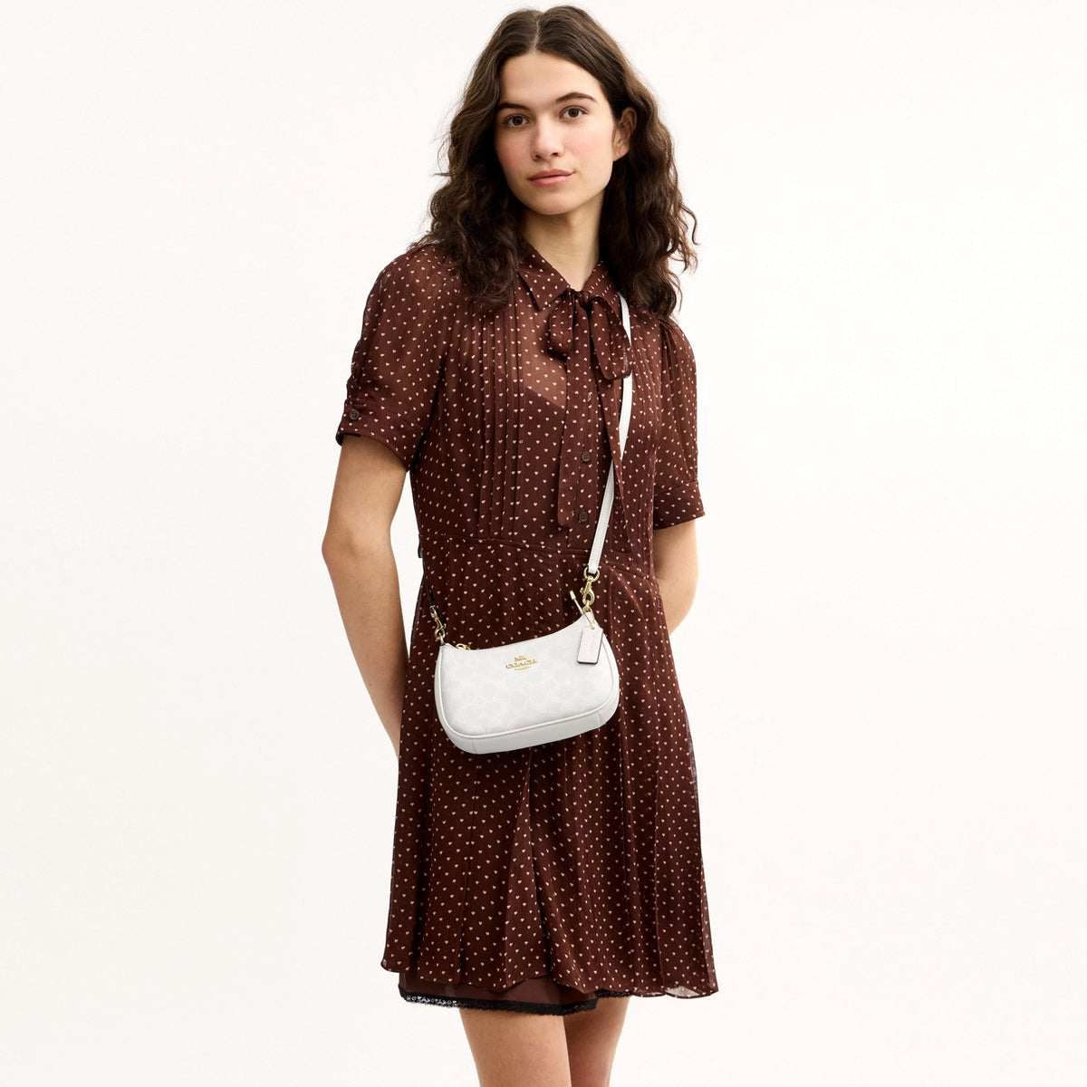Coach Teri Mini Crossbody Bag In Signature Canvas - Gold/White/Chalk
