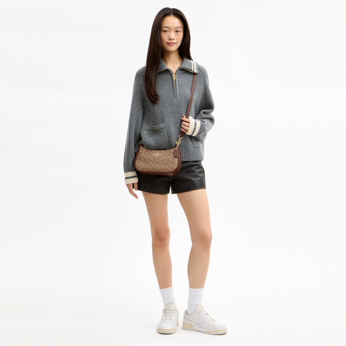 Coach Teri Shoulder Bag In Signature Canvas - Gold/Tan/Brown