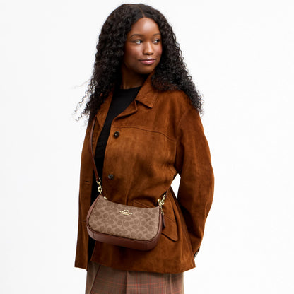Coach Teri Shoulder Bag In Signature Canvas - Gold/Tan/Brown
