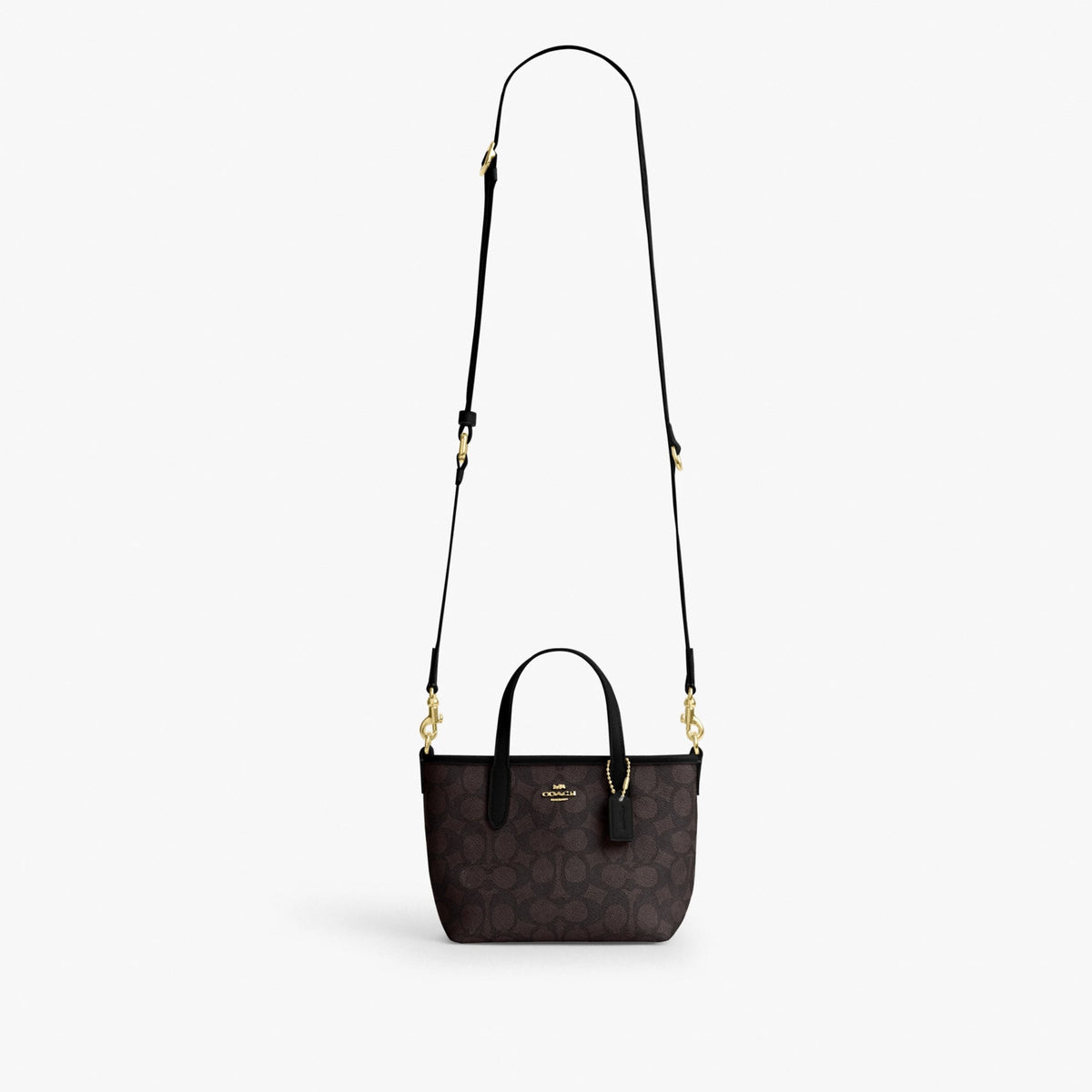 Coach City Mini Tote Bag In Signature Canvas - Gold/Walnut/Black