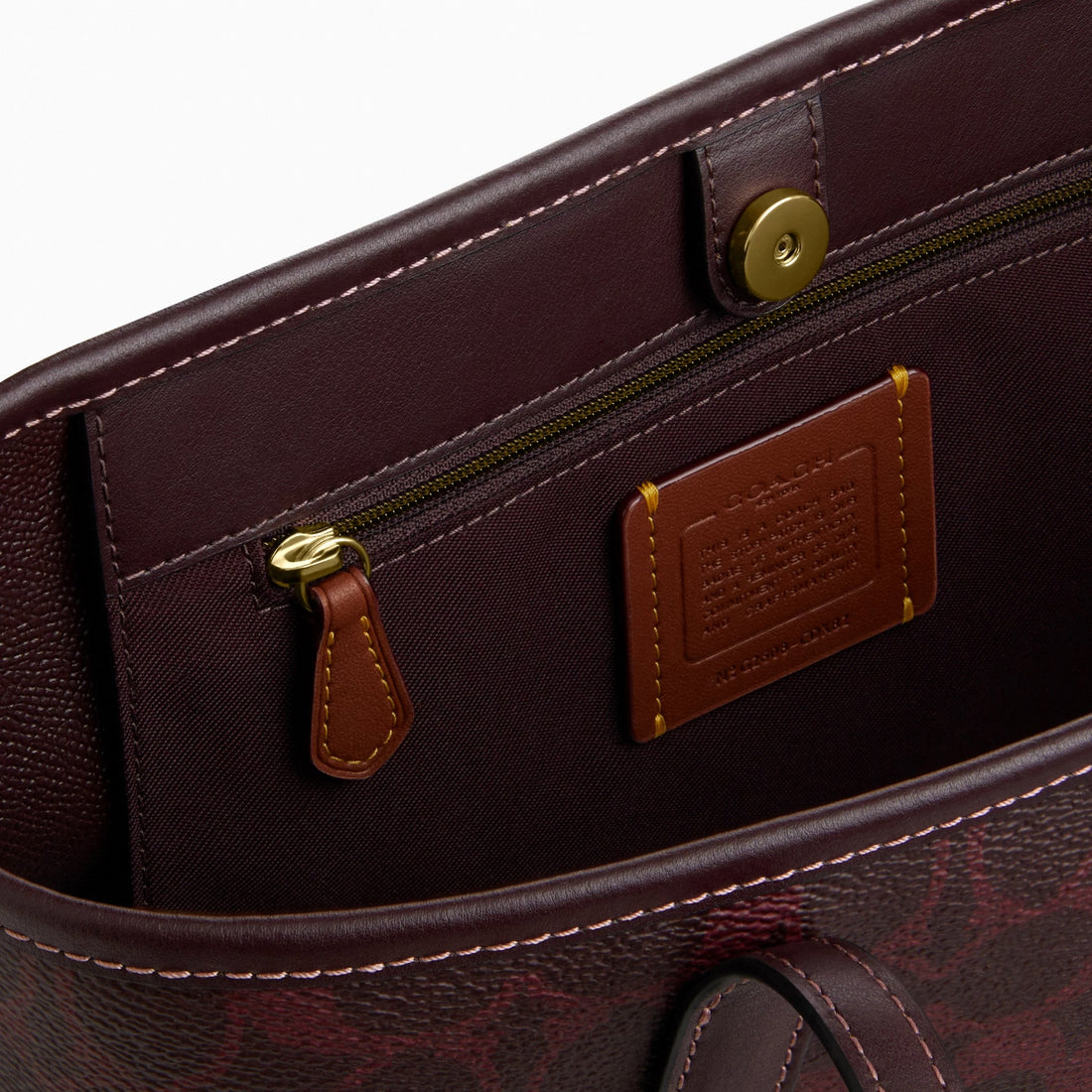 Coach Medium City Tote Bag In Signature Canvas - Gold/Black Currant