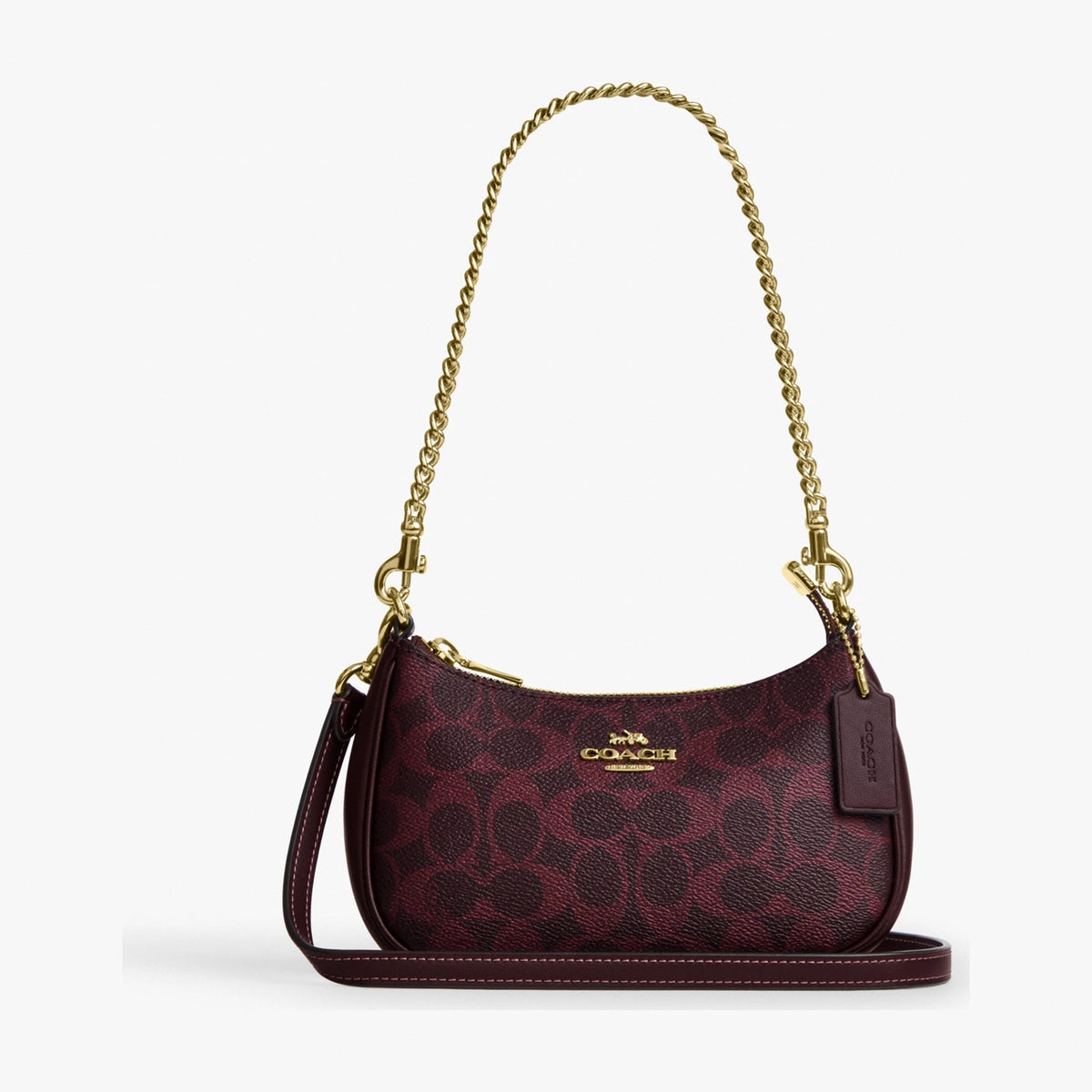 Coach Teri Mini Crossbody Bag In Signature Canvas - Gold/Black Currant