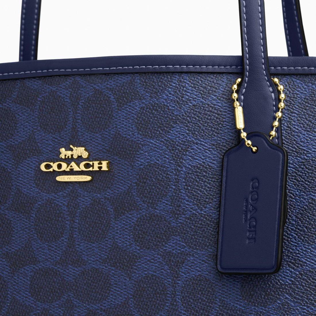 Coach City Tote Bag In Signature Canvas - Gold/Navy