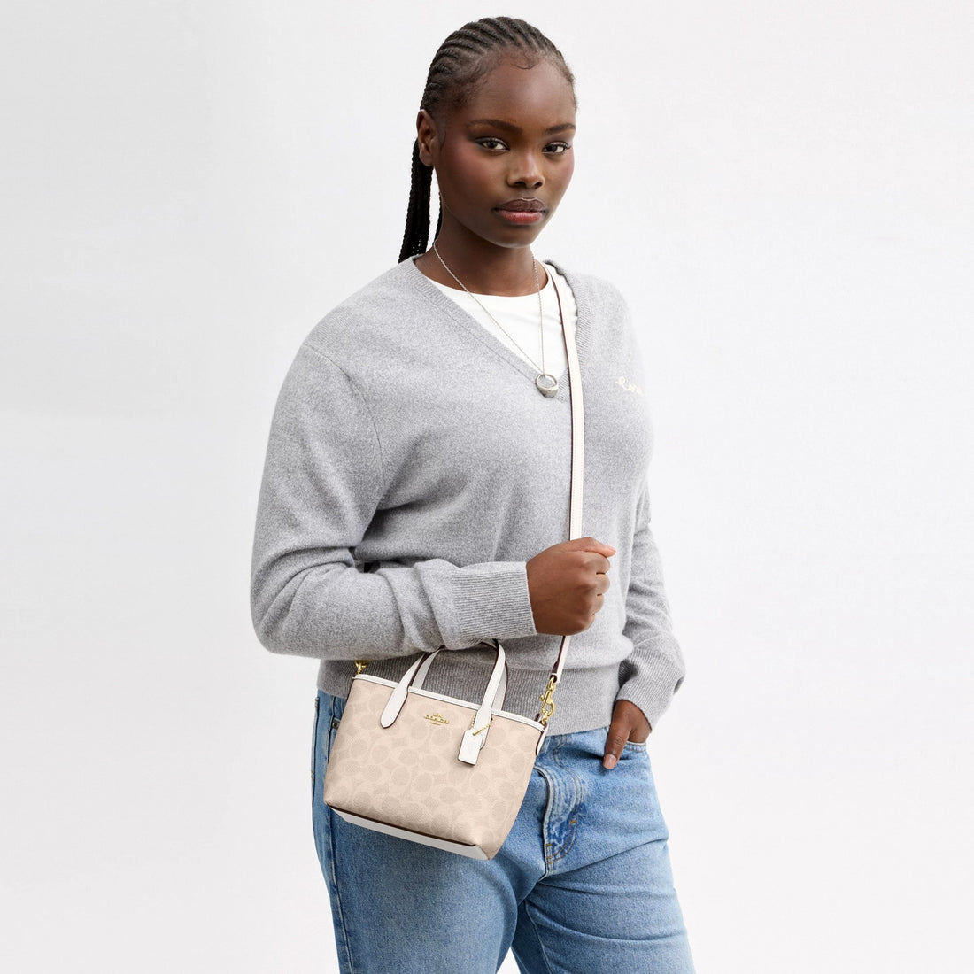 Coach City Mini Tote Bag In Signature Canvas - Gold/Sand/Chalk