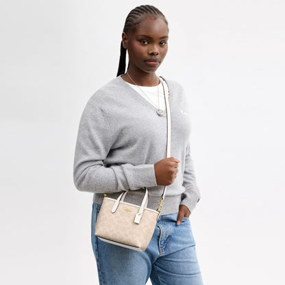 Coach City Mini Tote Bag In Signature Canvas - Gold/Sand/Chalk