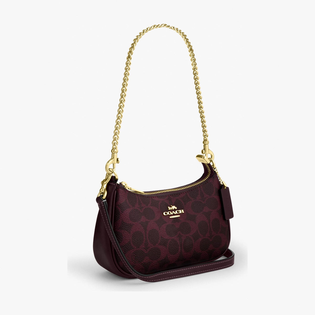 Coach Teri Mini Crossbody Bag In Signature Canvas - Gold/Black Currant